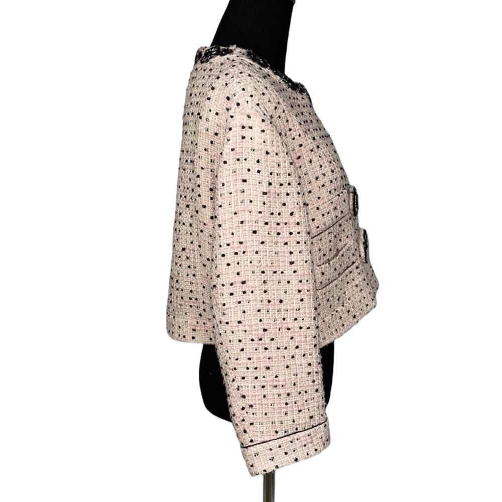Moschino Light Pink Textured Tweed Cropped Jacket Suit Blazer with Bling… - Picture 9 of 15